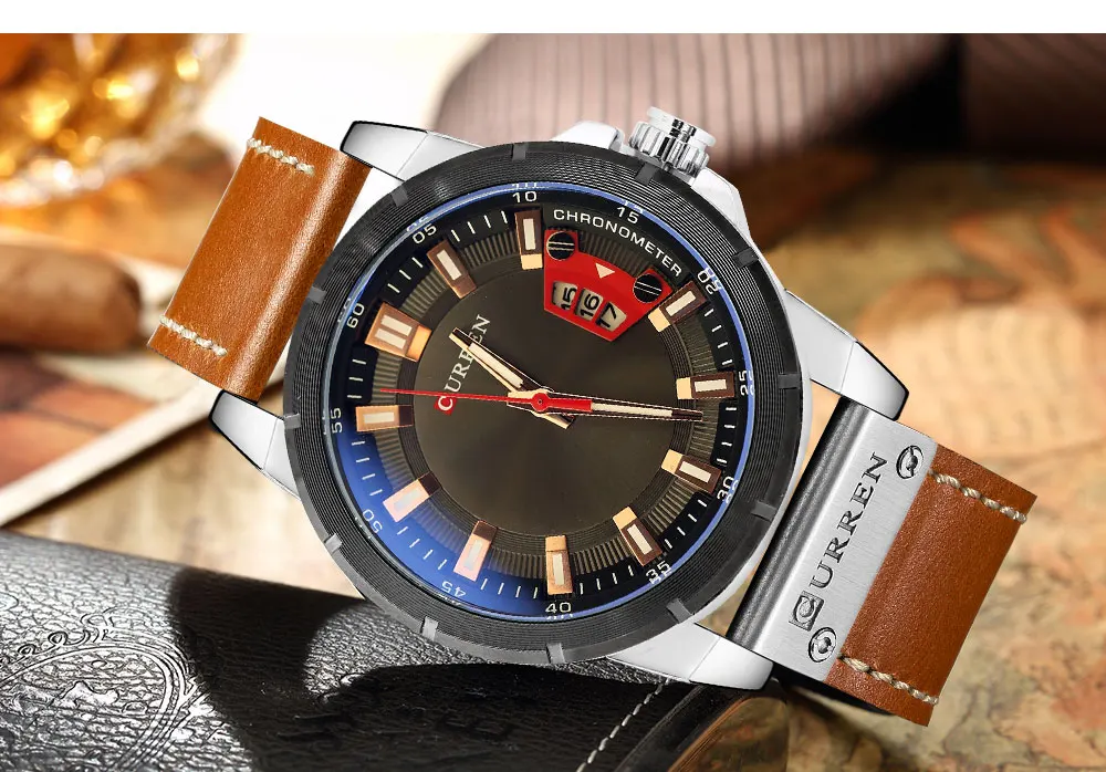Curren Мужские часы бренд класса люкс армейские кварцевые часы модные повседневное спорт мужской часы кожа часы Relogio Masculino 8284