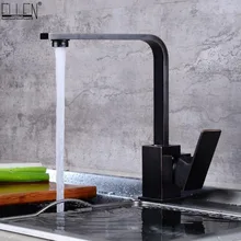 Смесители для кухни латунь масло щебень Бронзовый черный Кухня Раковина Faucet360 Поворот Поворотный Смеситель один держатель ELF2101B