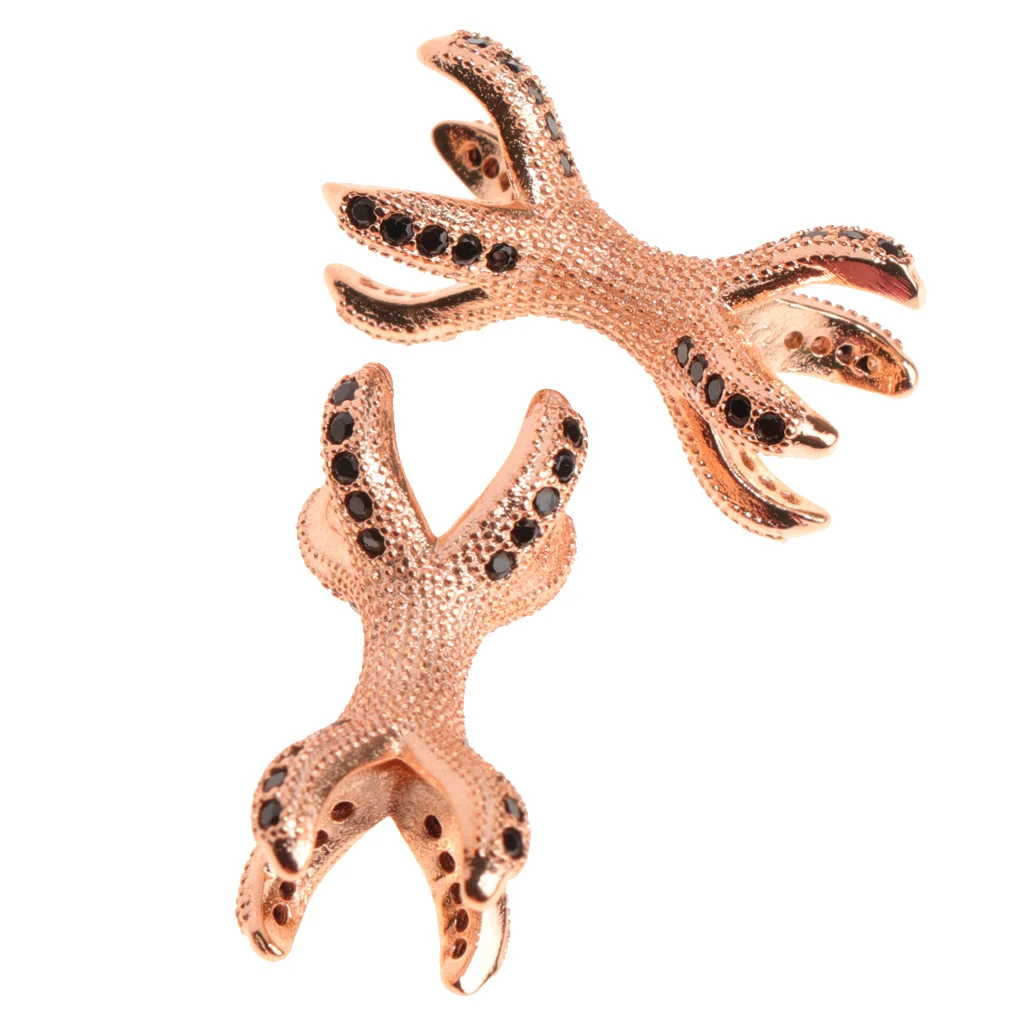 2 Pieces Micro Rhinestone Eagle Claw Bracelet Connector Beads Animal 8 Paw Design Punk Mens DIY Jewelry