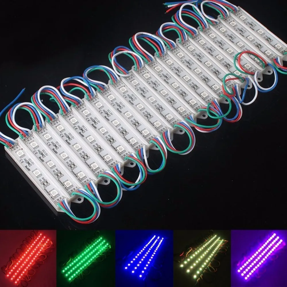 

20pcs 3LED Module SMD 5050 warm white/Red/Green/Blue/RGB/Yellow 12V Sign Design