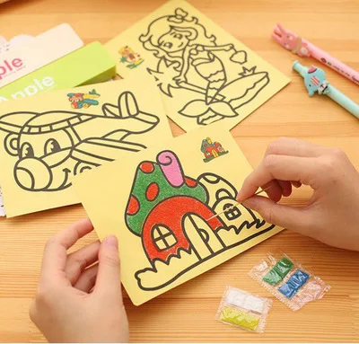 Us 0 25 1 And 5 Pieces Kids Diy Color Sand Painting Art Creative Drawing Toys Sand Paper Art Crafts Toys For Children 2019 New In Drawing Toys From
