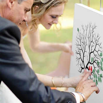 

Personalized Canvas Fingerprint Painting Wedding Tree Guest Book Wedding Gifts DIY Comunion Birthday Party Decorations
