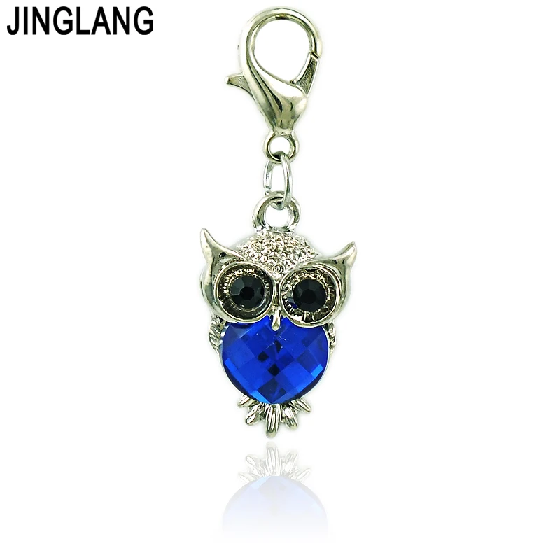 JINGLANG микс распродажа модный плавающий кулон Синие стразы животное застежка