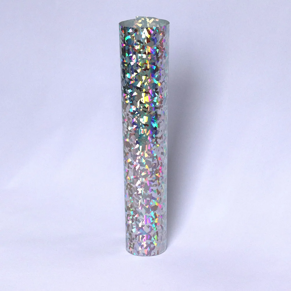 

Width 50cm Crystal Silver Holographic Heat Transfer Vinyl Sheets Shining Laser Iron On Vinyl