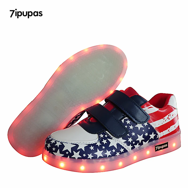 7ipupas 11 Colors Kids LED Shoes Deep BLue Funny Flash Shoe Children