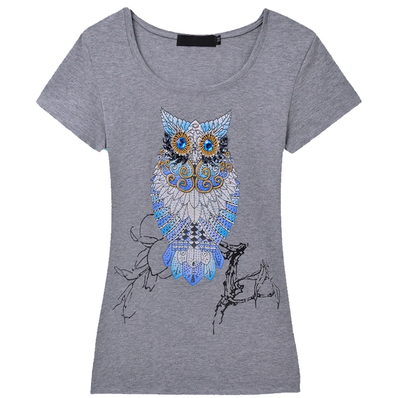 BabYoung Брендовая женская одежда, модная футболка с коротким рукавом, женская футболка ручной работы с совой, Poleras De Mujer, топы размера плюс