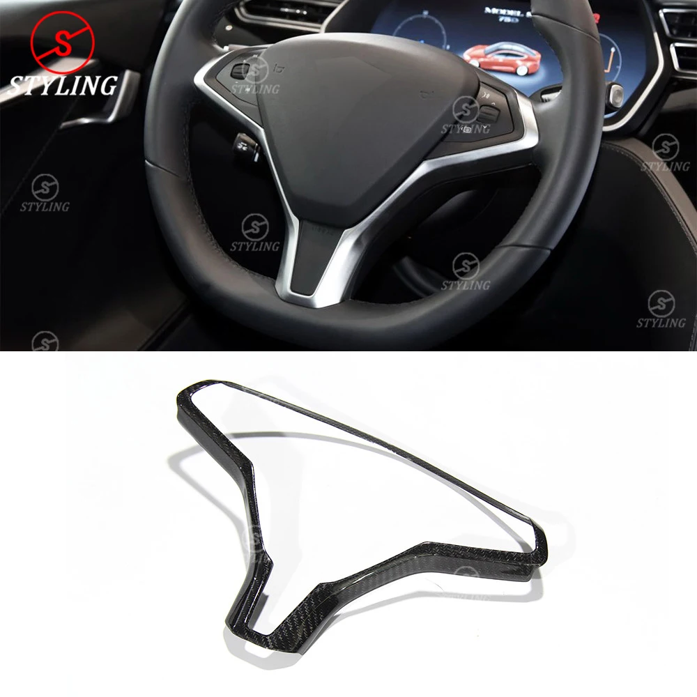 

For Tesla Model S Carbon Fiber Steering Wheel Patch Trim Cover Model X 60 P85 P90D Interior Trim 2014 2015 2016 2017 2018 2019