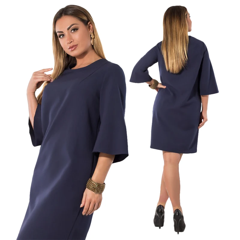 

2XL-6XL Large Size 2018 Spring Dress Casual Plus Size Women Clothing Flare Sleeve Female Dresses Loose Vestidos