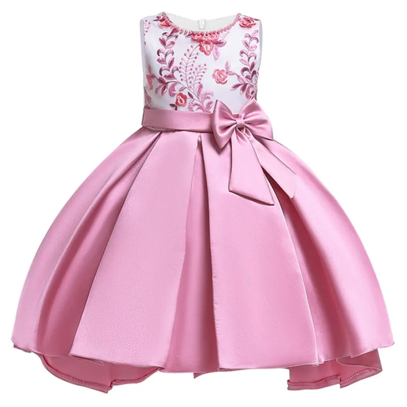 Платье с цветочным узором и блестками для девочек; фатиновые платья для дня рождения, свадьбы, вечеринки; детская одежда для девочек; детское платье - Цвет: dark pink