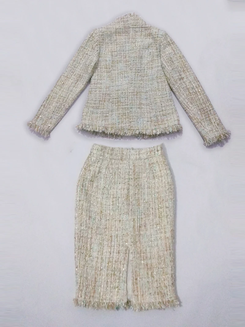 Women's skirt suit Professional tweed jacket + skirt 2020 spring / autumn / winter women's jacket ladies 2 piece skirt suit