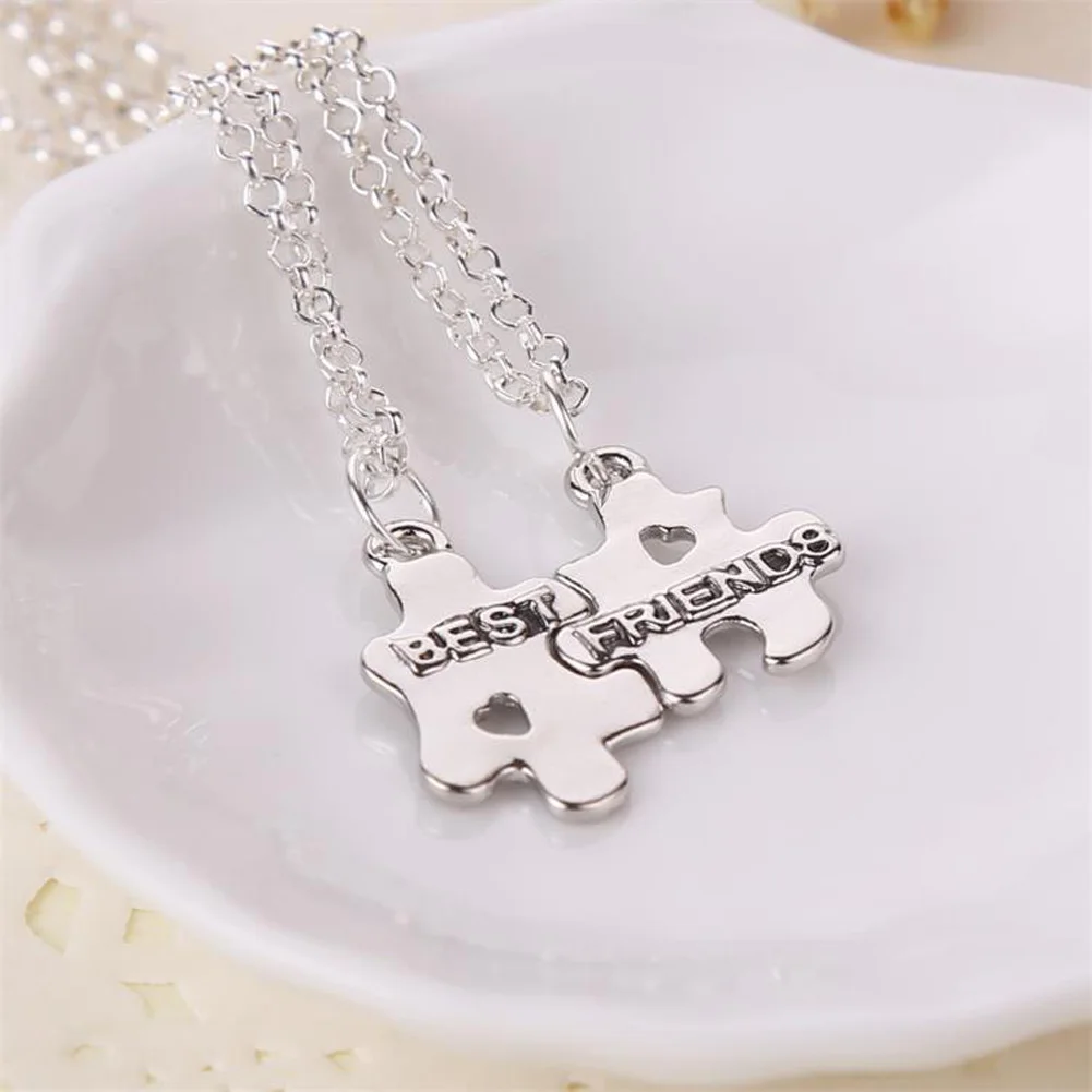 

Hot Friendship Jewelry Necklace 2 Puzzle Pieces Slot Together Gift For Best Friends Puzzle Pendant Necklace For Girlfriend 2018