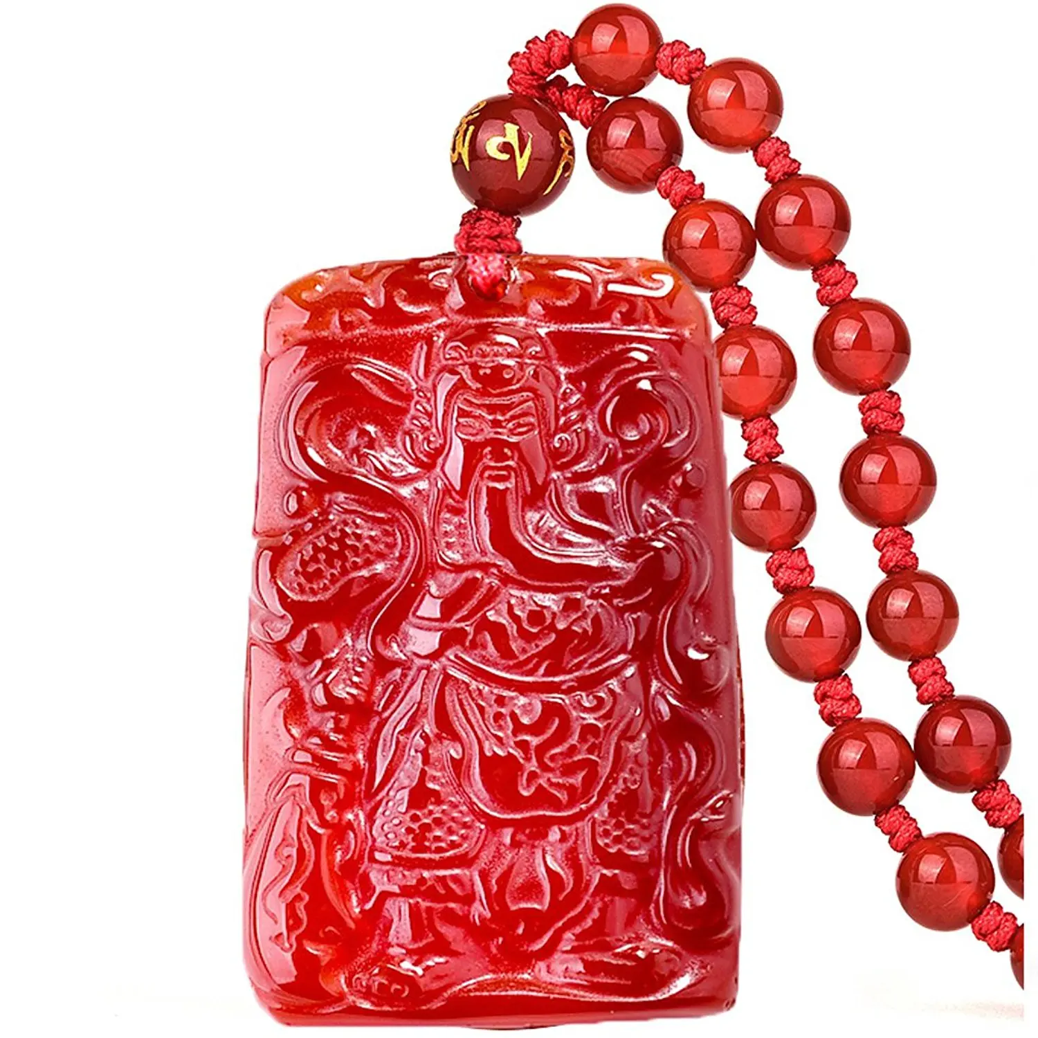 

Koraba Fine Jewelry Hand Polishing Pure Natural Red Agate Dragon Guan Yu Pendant Necklace Free Shipping