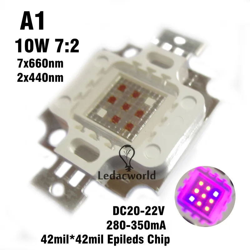 Отличное качество 10 Вт высокое Мощность светодио дный завод растут чип 390nm 440nm 520nm 660nm 6500 К Королевский синий Глубокий красный зеленый для