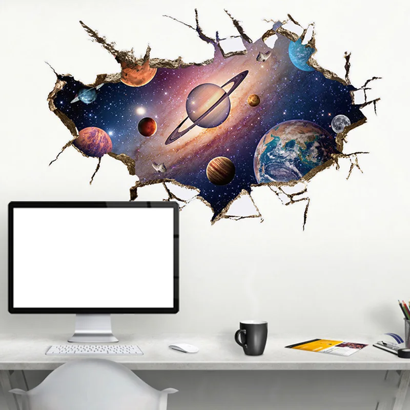 

60*90cm Creative Wall Stickers Space outside the wall Pattern 3D Feeling Window Wall Sticker Room Decoration Dropshipping