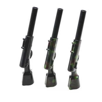 

10pcs/lot gun shape metal pipe dark brown tobacco pipe wooden pipe tips cleaner accessory pouch snuff snorter vaporzier pipe
