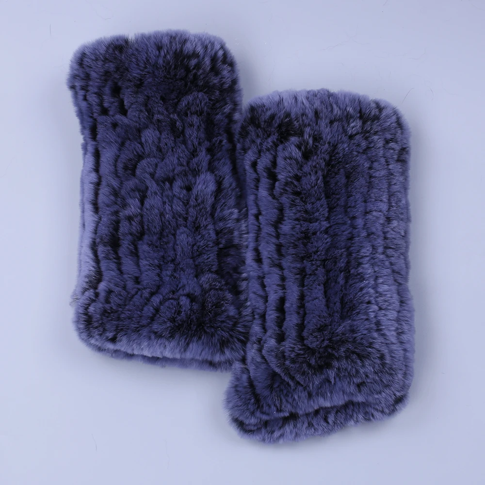 2018 Fashion Real Rex Rabbit Fur Women's Winter Gloves Genuine Fur Mittens Girl Fingerless Gloves Wrist Warmer Elastic Fluffy - Image 3