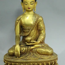 Bi003537 " Старый Тибет Бронзовый Gold Шакьямуни Татхагата Шакьямуни Будда Амитабха Статуя