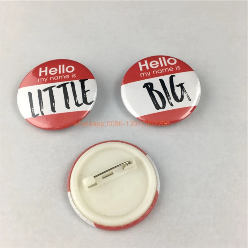20pcs custom round badge button logo tinplate plastic badges with safety pin, any photo and texts
