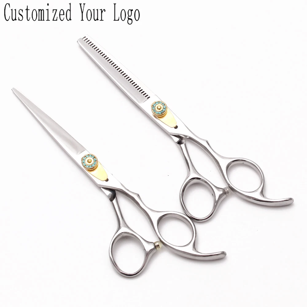 

6" 17.5cm Customized Logo Blue Screw Hairdresser's Tool C1115 Cutting Scissors Salon Thinning Shears Professional Hair Scissors