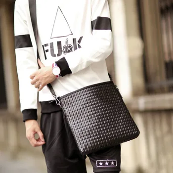 

Tidog Korean men shoulder hand woven leather bag shoulder bag