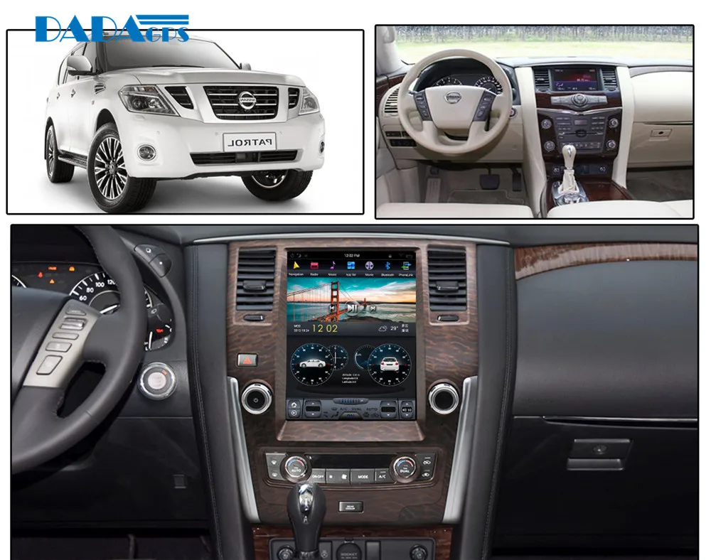 12," Tesla стиль деревянный Android 6,0 Автомобильный gps Карта Навигация для NISSAN PATROL 2010- Мультимедиа Радио магнитофон без dvd