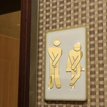 Съемная симпатичная Мужская Женская уборная, Туалет WC стикер на стену СЕМЬЯ DIY Декор Зеркальная Наклейка домашний декор для ванной комнаты