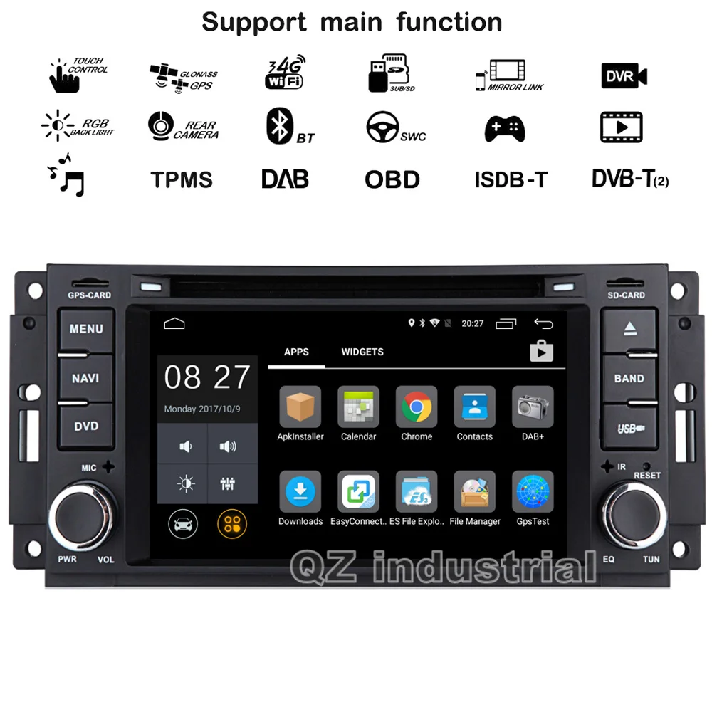 Cheap QZ industrial 6.2" Android 8.1 car dvd player For JEEP Wrangler Compass Patriot Grand Cherokee Commander Dodge with radio BT map 2