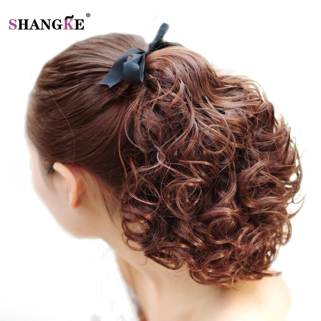Shangke Short Clip In Drawstring Curly Ponytail Hair Pieces Heat Shangke Short Clip In Drawstring Curly Ponytail Hair Pieces Heat Resistant Synthetic Fake Tail Horse