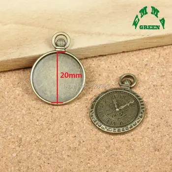 

Setting Blank Pendants For Jewelry Making Cameo Clock Frame Inner 20 mm Round Cabochon Pendant Antique Metal Zinc Alloy 10 pcs