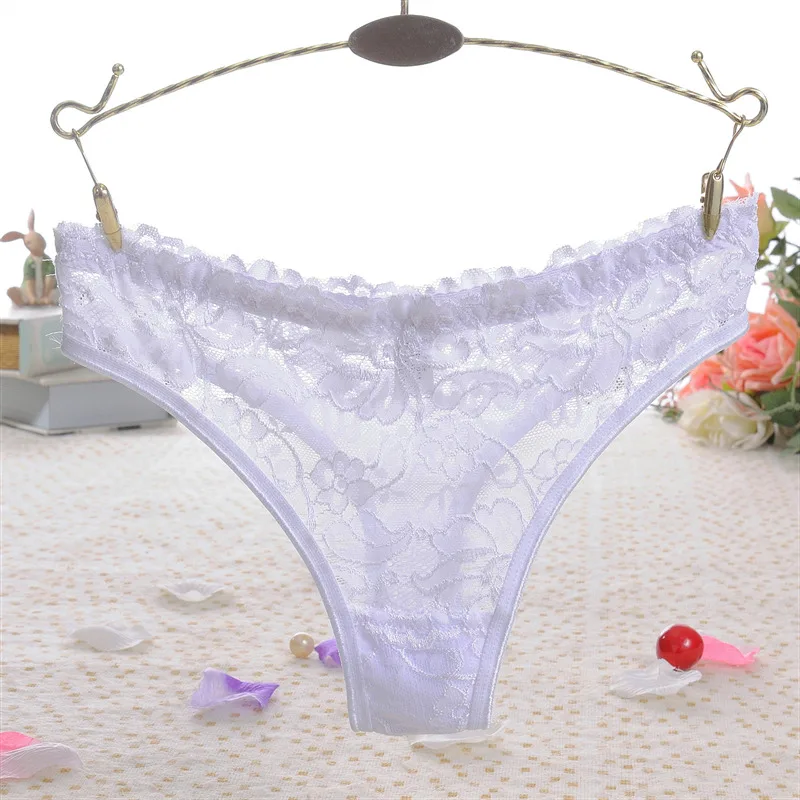 Sexy Women G-string Thongs Lace Floral Sheer Low Waist Underwear Soft Lingerie Cotton Crotch Briefs Seamless Panties Party  39 (13)