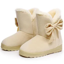 Женские ботинки; зимняя обувь с плюшевой стелькой; женские очень теплые зимние ботинки без застежки с бантом; замшевые ботинки; Botas Mujer; женские зимние ботинки