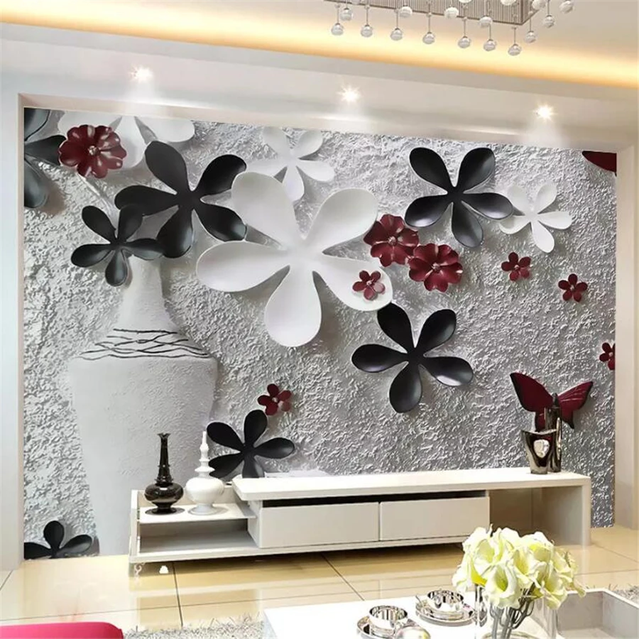 Beibehang Custom Wallpaper 3d Stereo Photo Mural European Floral Embossed Background Wall Resin