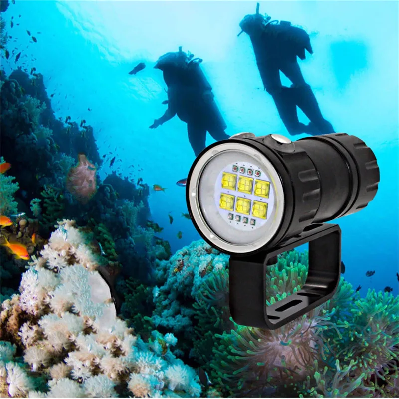 

CLAITE QH14 300W LED Diving Flashlight Underwater 80M Photography Lantern Torch 6x 9090 White XML2+4x XPE Red R5+4x XPE Blue R5