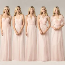 2016 Convertible Bridesmaid Dresses Blush Pink Custom Made Fashion A Line Formal Plus Size Junior Bridesmaids Gowns Floor Length