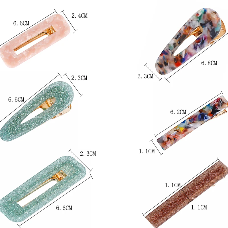 YAOLOGE 38 Style Sweet Women Girls Acrylic Geometric Rectangle Hair Clips Tin Foil Sequins Hairpins Barrettes Headbands Headwear