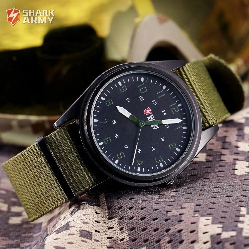 SHARK ARMY Brand Men Sports Military Watches Ultra Thin Slim Case Quartz Clock Nylon Strap Male Watch relogio masculino /SAW039