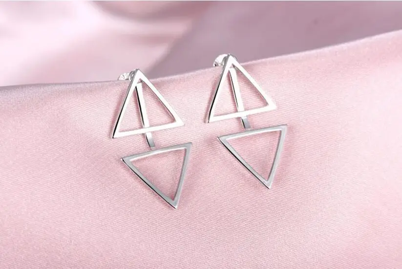 Anenjery 925 пробы серебряные серьги для женщин, индивидуальные треугольные серьги-гвоздики, модные ювелирные изделия, S-E508