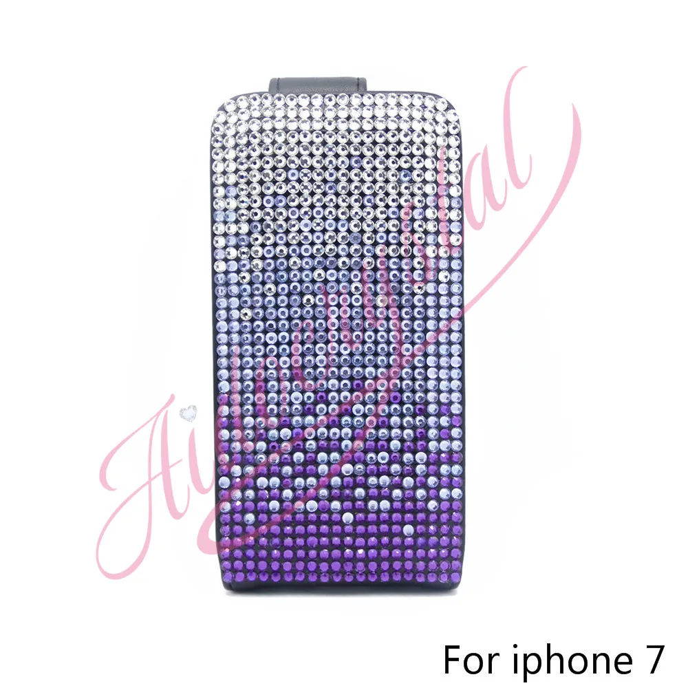Aidocrystal purple color crystal high quality open down up flip cover for iphone 7 free shipping