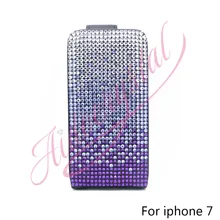 Aidocrystal purple color crystal high quality open down/up flip cover for iphone 7 free shipping