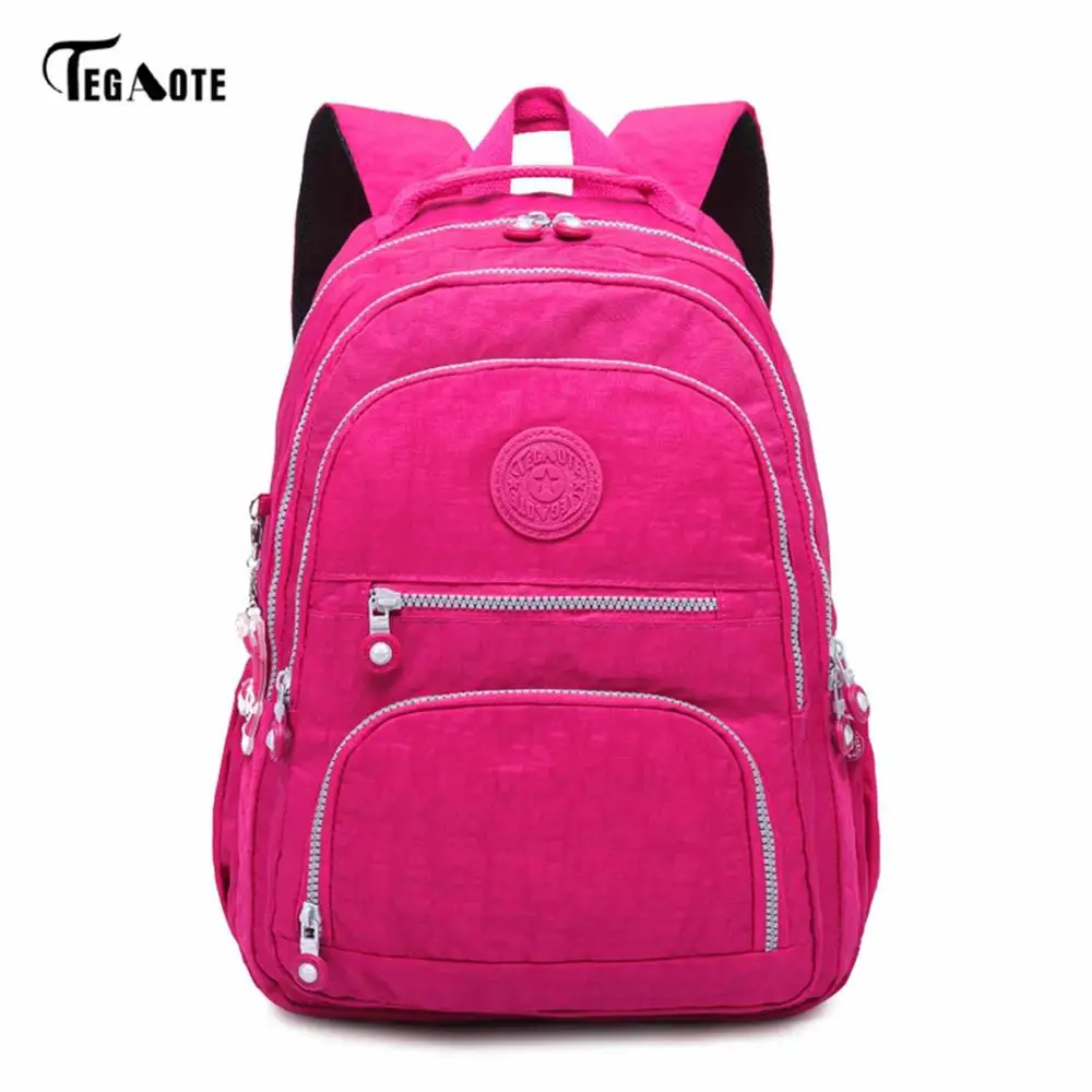Wine red TEGAOTE, школьный рюкзак для девочек-подростков, Mochila Feminina, женские рюкзаки, нейлоновый водонепроницаемый повседневный рюкзак для ноутбука, женский рюкзак - Цвет: Wine red