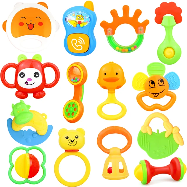 Leuke Baby Rammelaars Hand Hold Jingle Schudden Bel Speelgoed Cartoon Bijtring Muziek Greep Mobiles Zachte Crib Pasgeboren Baby 0- 12 maanden
