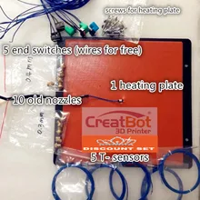 Big Discount 3D Printer Parts set (T-sensors,heating plate, nozzles,end switches) FDM Desktop Accessory CreatBot Free Shipping