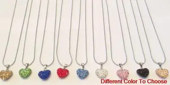 

new arrival christmas gift mixed rhinestone heart Silver Plated snake chain crystal Necklace y844