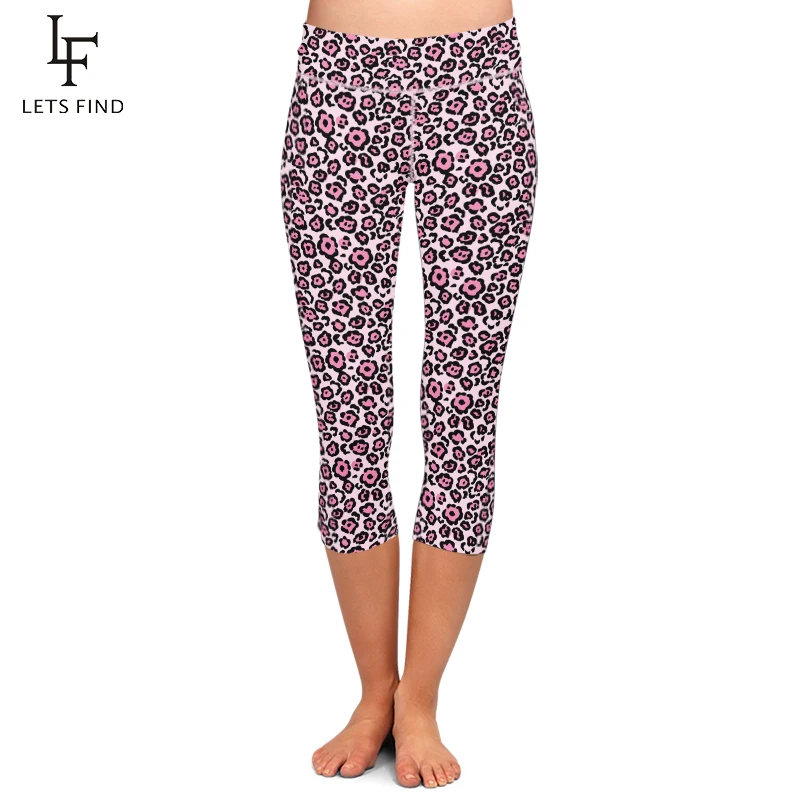 LETSFIND Sexy Women Capri Pants 3D Pink Leopard Grain Print Fitness Leggings Fashion High Waist Stretchy Mid-Calf Leggings LETSFIND Sexy Women Capri Pants 3D Pink Leopard Grain Print Fitness Leggings Fashion High Waist Stretchy Mid-Calf Leggings