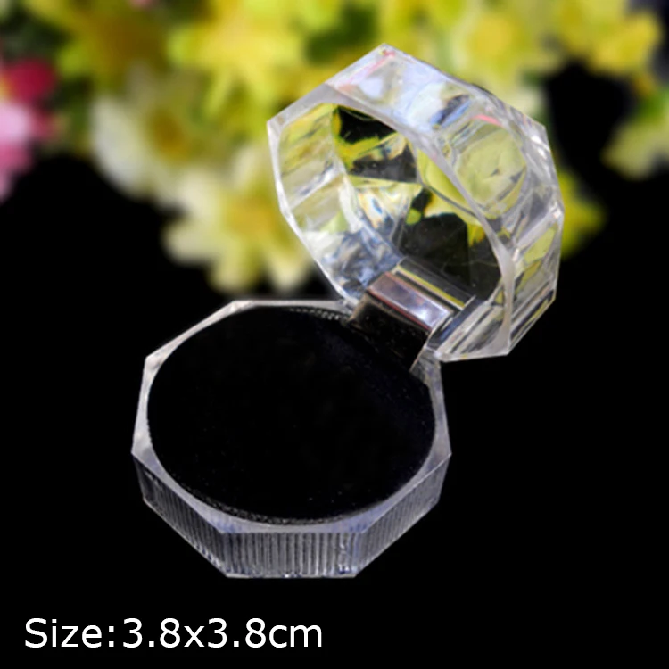 1 шт. акриловый кристалл кольцо Коробка Для Хранения Чехол Дисплей Прозрачный год ювелирные изделия коробки и упаковка подарок контейнер держатель - Цвет: 1pcs 3.8x3.8cm