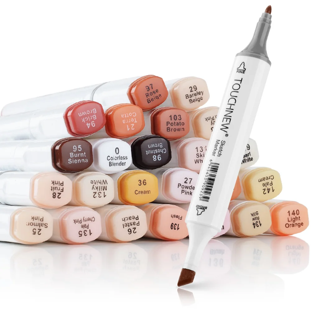 

24 Colors Skin Tone Alcohol Markers Set Dual Tip Art Marker Permanent Sketch Marker Pens Drawing Coloring School Pennarelli