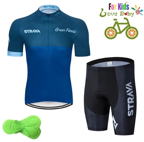 

2018 STRAVA team Breathable Quick Dry Children Cycling Jersey set Children's Bike Boys Girls Clothes Summer Bike Wear