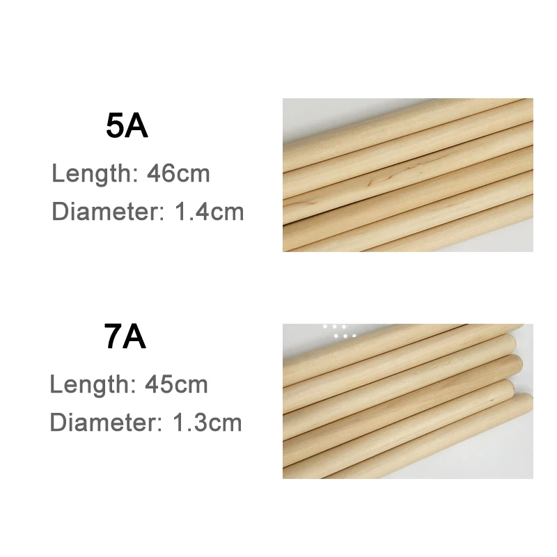 

Hot Selling 1 Pair Drumsticks Hard Maple Wood Drum Sticks Wood Tip for Students Adults Jazz Rock