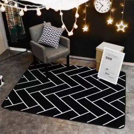 INS Large Super Soft Carpet Flannel black and white Prayer Rug 15mm thick soft for living room play mat Non-slip tapis blanket