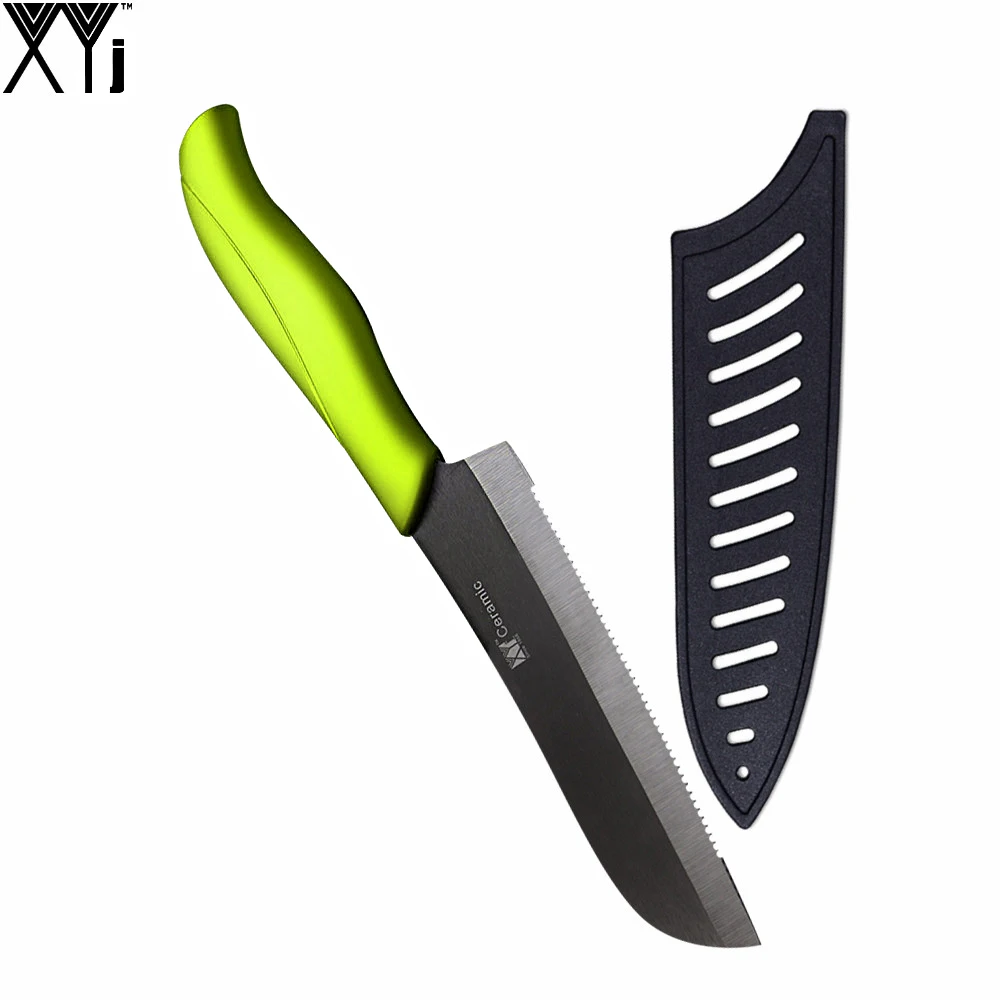 5 дюймов с зубчатым хлеб Керамика Ножи xyj абсолютно зубчатые santoku Кухня abs + tpr
